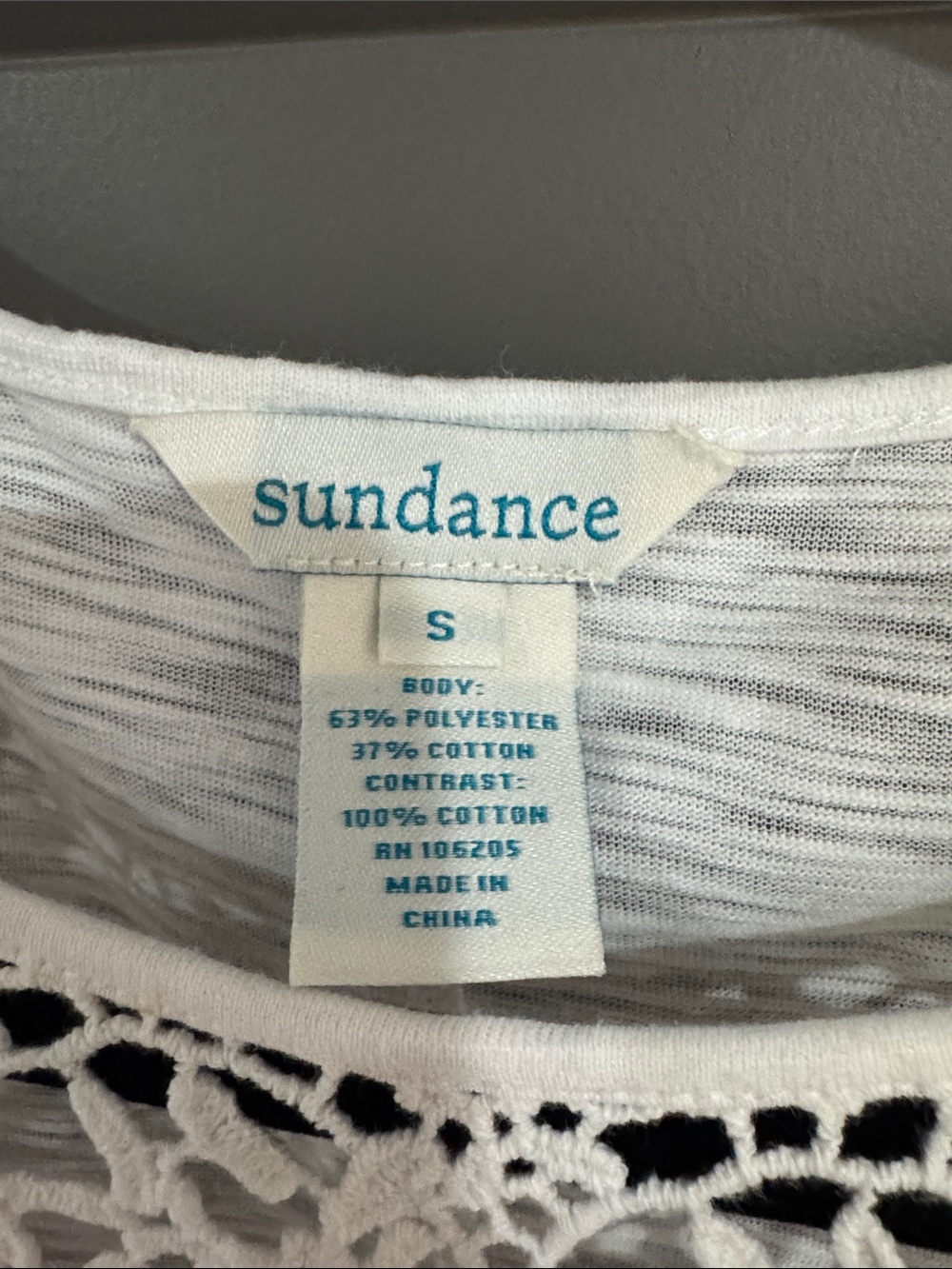 Sundance White Crochet Panel Short Sleeve Top - Picture 4 of 6